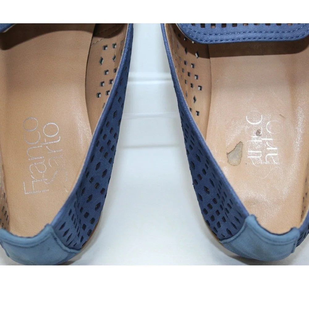 Franco Sarto Faryn Blue Laser Cut Perforated Slip On Loafers Flats Mens 8M‎